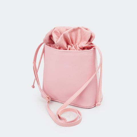 Bolsa Saco Infantil Glitter Fino e Strass Rosa Glace.