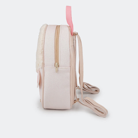 Mochila Infantil  Ovelha com Glitter Nude.