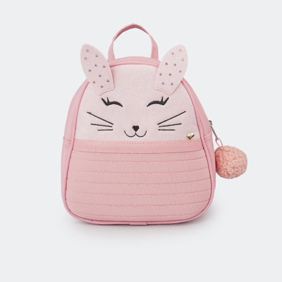 Mochila Infantil Coelha com Glitter Rosa Glace.