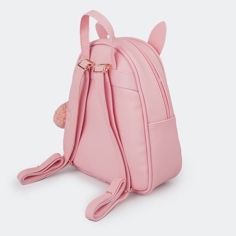 Mochila Infantil Coelha com Glitter Rosa Glace.