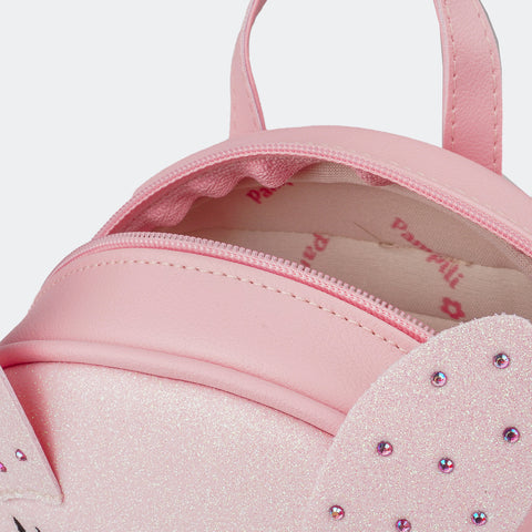 Mochila Infantil Coelha com Glitter Rosa Glace.