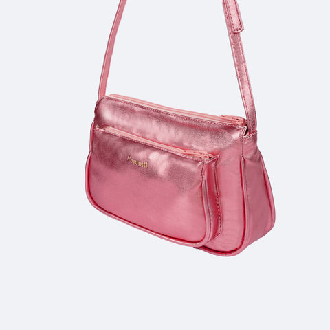 Bolsa Infantil Pampili Cintilante Rosa Claro - bolsa rosa com zíper