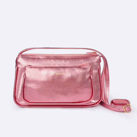 Bolsa Infantil Pampili Cintilante Rosa Claro - frente da bolsa rosa
