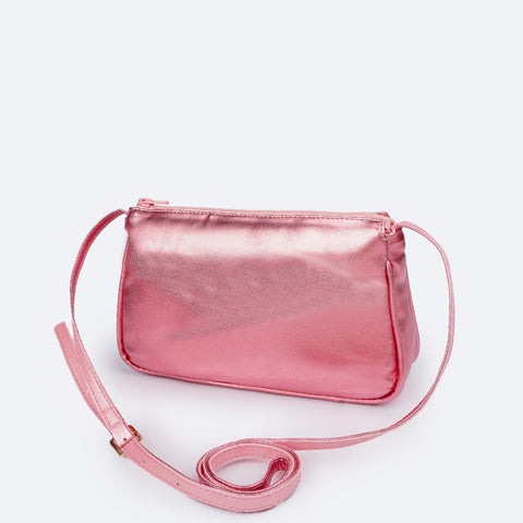 Bolsa Infantil Pampili Cintilante Rosa Claro - traseira da bolsa e alça regulável