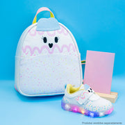 Mochila Infantil Pampili Granulado Glitter Branca Perolada e Colorida - coleção calçado e mochila infantil