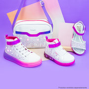 Bolsa Infantil Pampili Seja Luz Led Holográfica Branca Lilás e Pink - coleção de calçado infantil