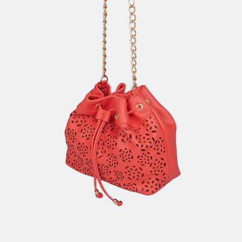 Bolsa Saco Infantil Detalhe de Corrente Coral.