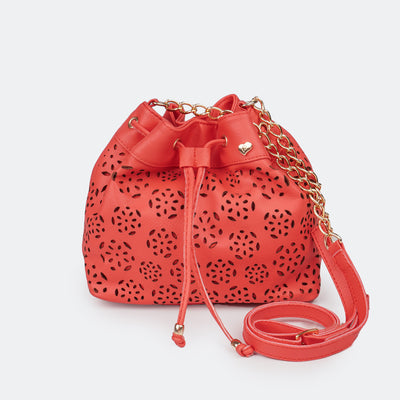 Bolsa Saco Infantil Detalhe de Corrente Coral.