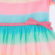 Vestido de Festa Petit Cherie Candy com Babado e Brilho Multicolorido - laço e metal na cintura