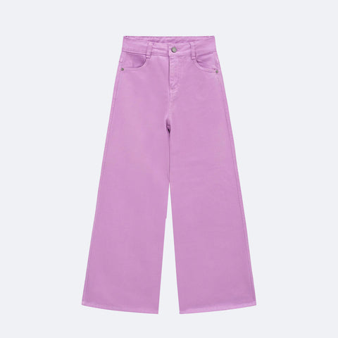 Calça Wide Leg Vic&Vicky Sarja Lilás - frente da calça infantil feminina