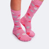 Meia Infantil Feminina 3/4 Pampili Rosa com Emoji Colorido