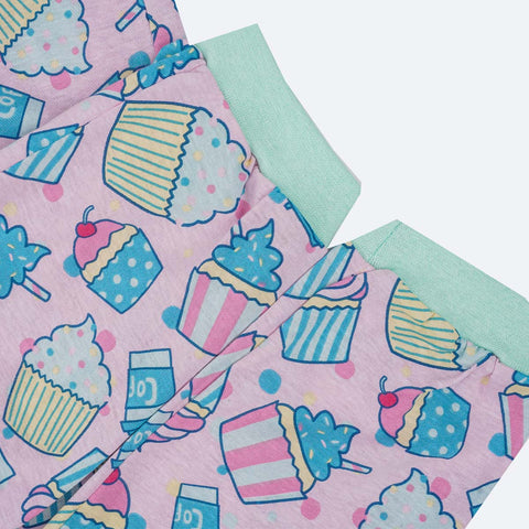 Pijama Infantil Tip Top Longo Cupcake Rosa - punho no calcanhar