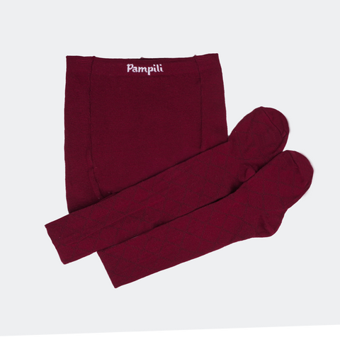 Meia Calça Infantil Pampili com Relevo Bordo.