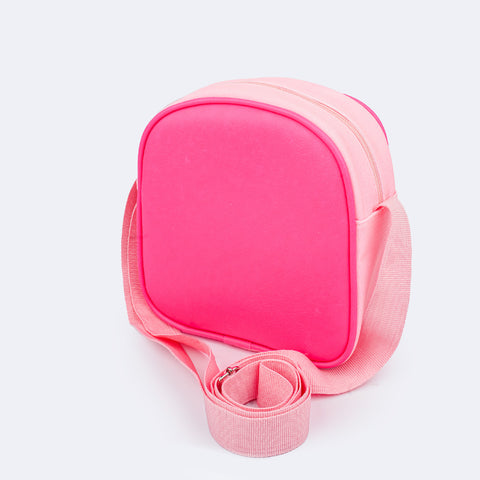 Bolsa Infantil Pampili Eco Amigável Borboleta Rosa Neon - traseira e alça regulável