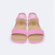 Sandália Papete Infantil Fly Elástico Comfy Rosa - frente da papete infantil feminina