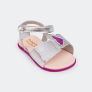 Sandália Infantil Mini Fly com Velcro Prata.