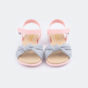 Sandália Infantil Mini Fly Cinza e Rosa Glace.