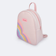 Mochila Infantil Pampili Coração Comfy Rosa Bebê e Colorida - frente da mochila rosa