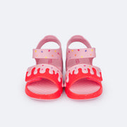 Sandália Papete Infantil Pampili Star Glee Doce Glitter Pink e Rosa - frente sandália menina