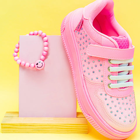 Tênis Infantil Feminino Pampili XP 21 Degradê Rosa Neon - tênis e pulseira de emoji