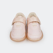 Tênis de Led Infantil Pampili Sneaker Luz em Glitter Degradê Nude e Dourado.