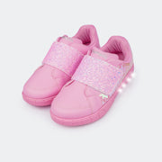 Tênis de Led Infantil Pampili Sneaker Luz Paetê e Briho Rosa Bale - frente tênis infantil