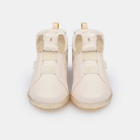 Tênis de Led Cano Médio Infantil Pampili Sneaker Luz Coelha Nude - frente tênis infantil