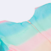 Vestido de Festa Petit Cherie Candy com Babado e Brilho Multicolorido - fechamento nas costas em zíper