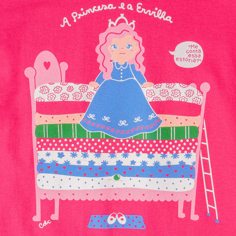 Camisola Infantil Cara de Criança Princesa e a Ervilha Pink - 4 a 8 Anos - estampa infantil