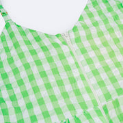 Vestido Pré-Adolescente Bambollina Xadrez Três Marias com Laço Verde e Branco - 8 a 12 Anos - abertura em zíper nas costas
