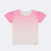 Camiseta Infantil Pampili Coração de Strass Degradê Off White e Rosa