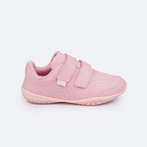 Tênis Infantil Feminino Pampili Honey Escolar Rosado - lateral tênis escolar rosa