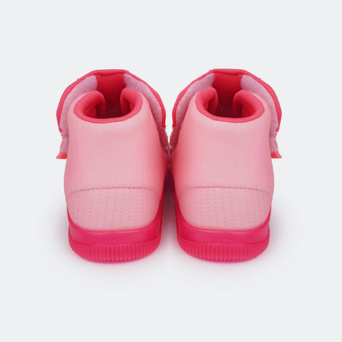 Tênis Infantil Feminino Pampili Pom Pom Eco Amigável Borboleta Rosa Neon - traseira cano médio