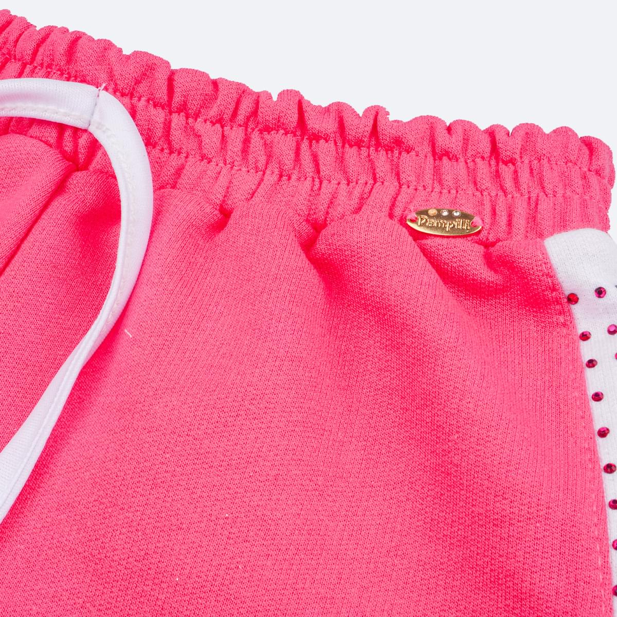 47101068-PIShort Infantil Pampili Lateral Strass Pink - cós short infantil feminino