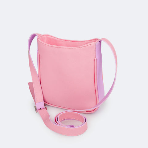 Bolsa Feminina Tweenie Corações Diversos Braile Degradê Rosa Chiclete e Colorida - traseira da bolsa 