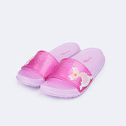 Chinelo Infantil Pampili Fun Glee Sereia Glitter Lilás - frente do chinelo infantil sereia