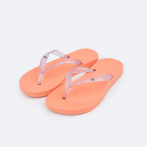 Chinelo Infantil Pampili Love Eco Amigável Laranja Toffe - frente do chinelo laranja