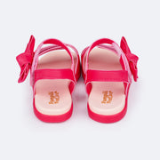 Sandália Papete Infantil Primeiros Passos Mini Fly Tiras em Velcro Laço Pink Maravilha - parte traseira com tira de fechamento 