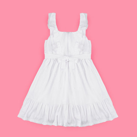 Vestido Kids Mon Sucré Happy Time com Babados Branco - costas