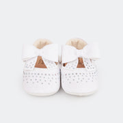 Sapato de Bebê Pampili Nina Momentos Especiais Glitter Strass Laço Branco  - frente com aplicação de strass