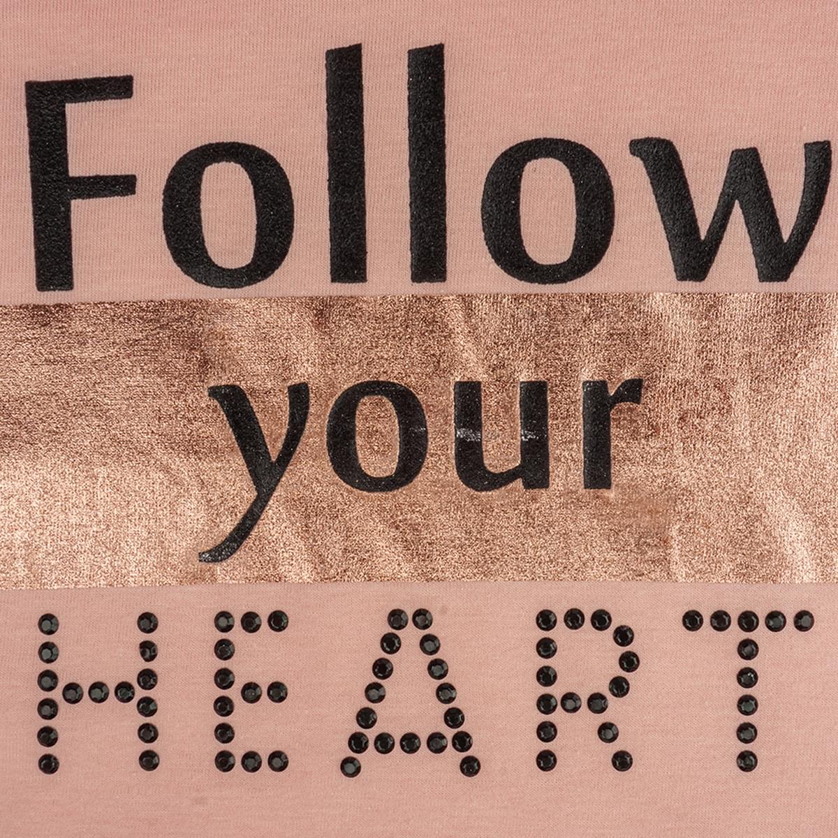 Camiseta Infantil Pampili Your Heart Metalizada Rosa Novo - estampa metalizada
