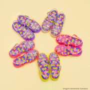 Sandália Infantil Lyra Glee Tratorada Transparente Rosa e Colorida - coleção sandália colorida