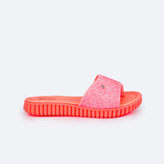 Chinelo Infantil Feminino Pampili Candy Glitter Coral Luz - lateral do chinelo infantil feminino