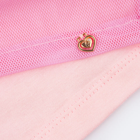 Vestido Infantil Pampili Tule e Pedras Strass Rosa  - forro em algodão rosa 
