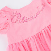 Vestido de Tule Kids Pituchinhus com Strass Rosa - aplicação de strass