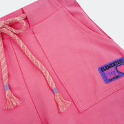 Conjunto Infantil Infanti Boxy Baggy Longa e Short Mescla e Rosa - short infantil rosa com cordão