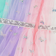 Vestido de Festa Petit Cherie Tule com Borboletas Holográficas Multicolorido - 1 a 6 Anos - fechamento em zíper nas costas