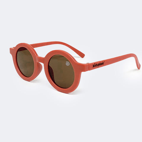 Óculos de Sol Infantil KidSplash! Eco Proteção UV Redondo Terracota  - frente do óculos escuro