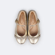 Sapato Infantil Feminino Pampili Angel Tira Glitter e Strass Dourado - sapato com palmilha confortável