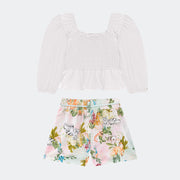 Conjunto Infantil Infanti Blusa Wave Lastex e Short Off White e Floral - costas conjunto infantil